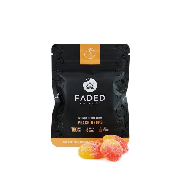 faded edibles peach drops vegan gummies