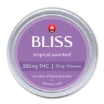 250mg tropical assorted tin thc gummies from bliss